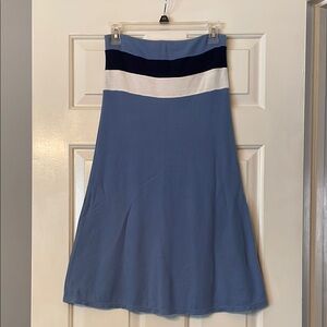 Blue and White Strapless Dress